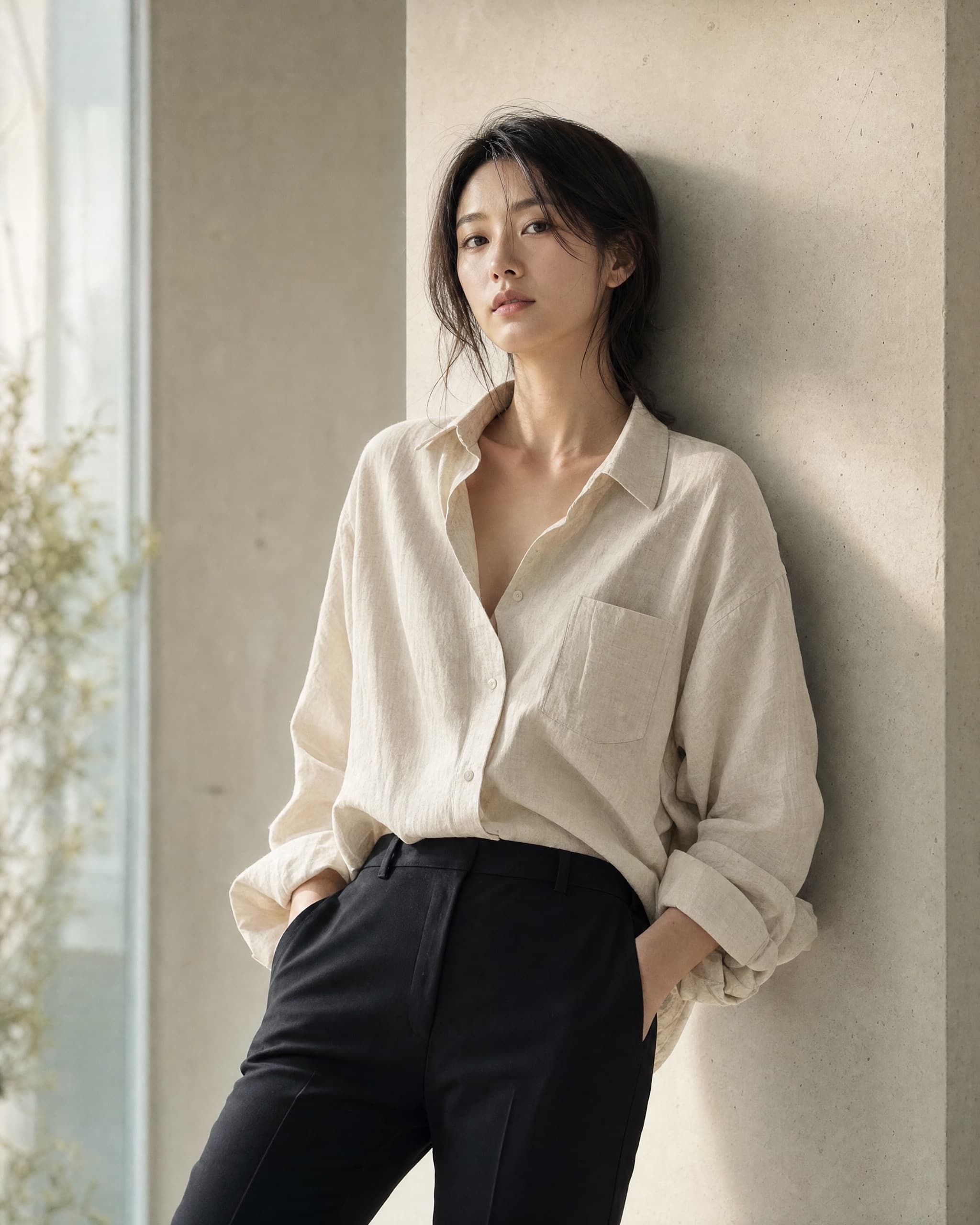 Brand reference moodboard shot — minimalist linen styling
