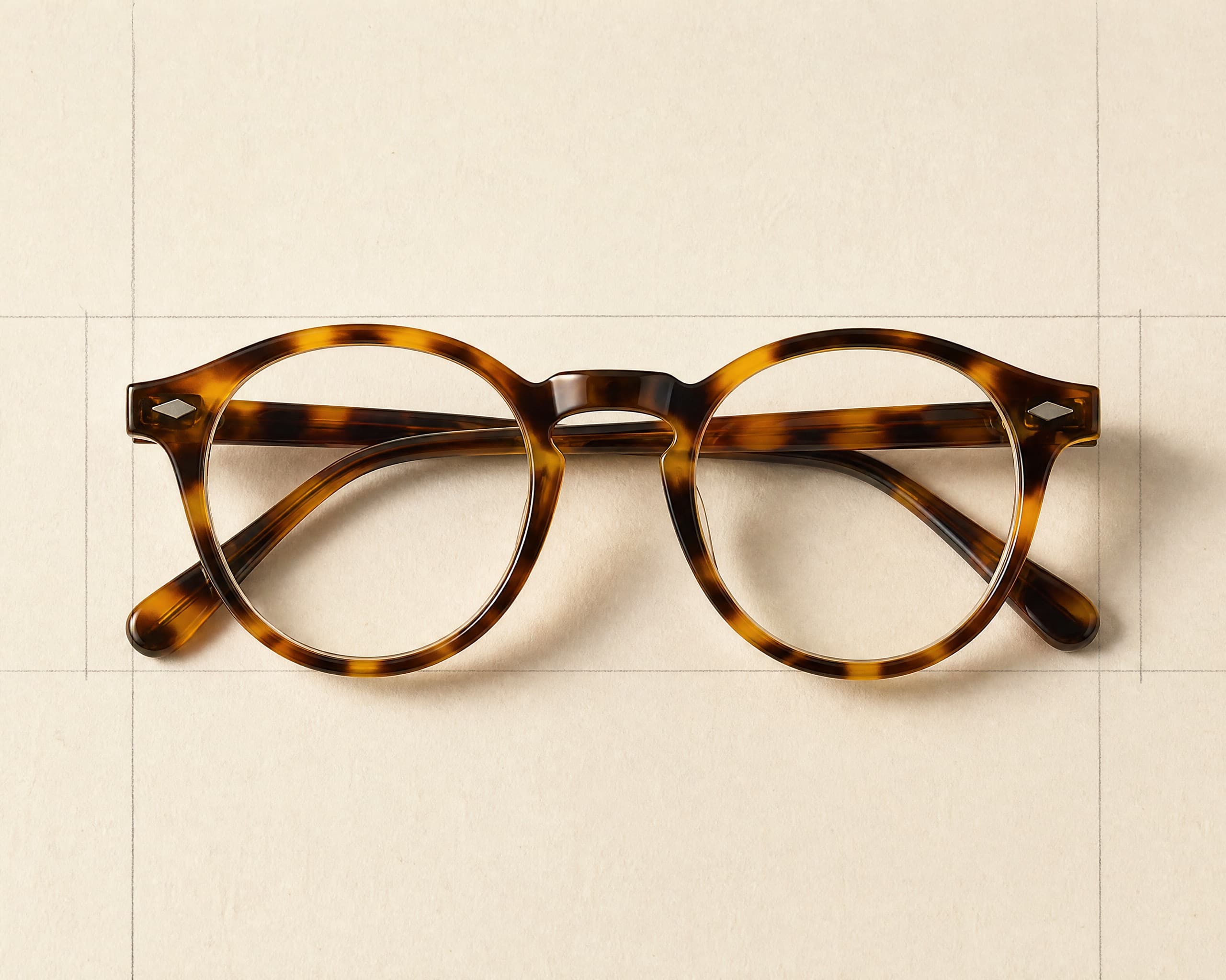 Acetate eyewear product reference on a catalog grid
